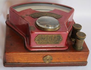 Antique Weston Direct Reading Ammeter Meter Model 1 W/orig.  Wood Box - No.  8427