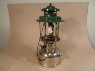 Vintage Coleman Lantern W/ Nickel Plated Base,  Block Lettered Globe,  Shape