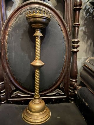 Antique Vintage Gothic Church Religious Brass (bronze?) Candleholder