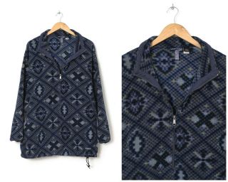 90s Vintage Mens Patagonia Fleece Jacket Pullover Aztec Blue Size L