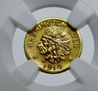 1914 Washington Gold Dollar - Hart ' s Coins of the West - NGC MS 65 3