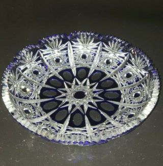 Stunning Cut To Clear Crystal 6 " Coblat Blue Plate /saucer