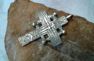 Antique C.  18th Century Larger " Old Believers " Orthodox " Sun " Cross With Psalm 51