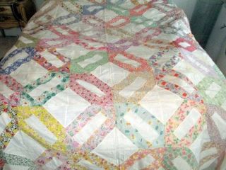Vintage Feed Sack & Old Fabric Quilt Top Ready For Quilting - 2