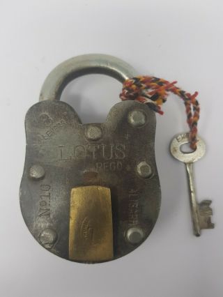 Iron Brass Lock And Key Old Vintage Antique Padlock Collectible Nh5538