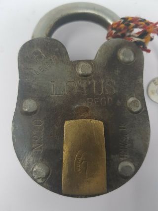 Iron Brass Lock and Key Old Vintage Antique Padlock Collectible NH5538 2