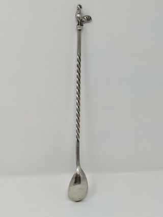 Vintage Reed Barton Silver - Plated Twisted Rooster Finial Cocktail Spoon Bar