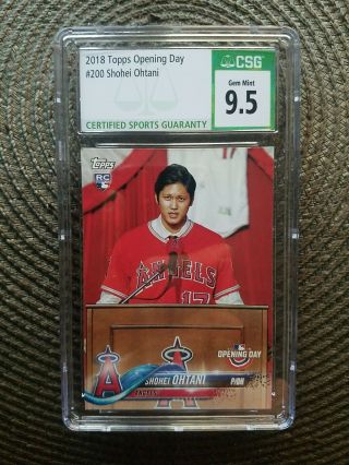 Shohei Ohtani 2018 Topps Opening Day Rookie Rc 200.  Graded Csg 9.  5 Gem
