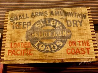 Selby Vintage Antique Shotgun Loads Wooden Ammunition Box Crate 12 Guage Shells