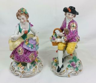 Antique 19th C French Porcelain Edme Samson Hand Painted Flower Sellers