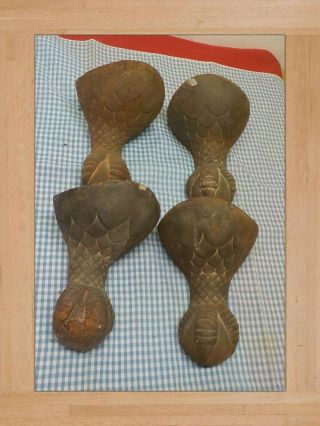 Complete Set Of 4 Antique Cast Iron Ball And Claw Foot Tub / Stove Feet Legs