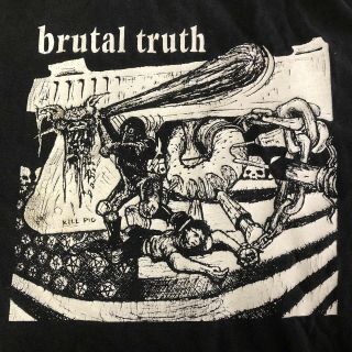 Vtg Brutal Truth T Shirt L Death Metal Rock Concert Tour Police Pig 90s