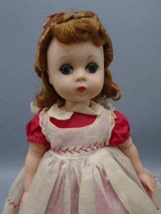 Vintage Madame Alexander Hp Doll Lissy In Tagged Red Dress White Pinafore 11 "