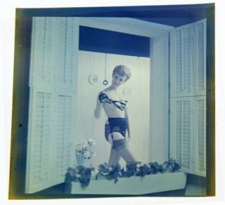 Bunny Yeager 60s Color Transparency Nude Figure Lacey Kelly Voyeur Window Pose 2