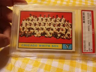 1961 Topps Baseball Card 7 Team,  Chicago White Sox Graded Psa 8 Minnie Minoso