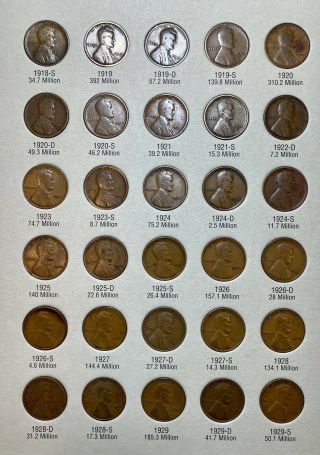 Complete 1909 To 1940 Lincoln Set With 5 UNC and 1 AU Coins.  No 1922 - P. 4