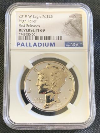 2019 - W 1oz Reverse Proof Palladium American Eagle NGC PF 69 First Releases 2