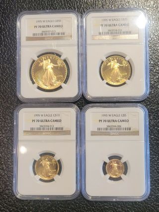 1995 W 4 Coin American Gold Eagle Set Ngc Pf70 $5 $10 $25 $50 2021 Proof 1oz 1/2