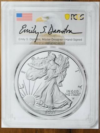 2021 W Silver Eagle TYPE 2 PR70 ADVANCE RELEASE Emily Damstra Signed OGP 2