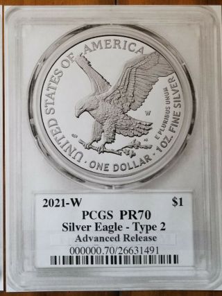 2021 W Silver Eagle TYPE 2 PR70 ADVANCE RELEASE Emily Damstra Signed OGP 3