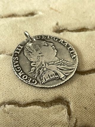 Antique Georgian Silver Coin Pendant Rare Collectible 1787 Antique Jewellery