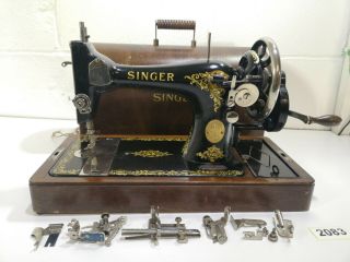Singer 128k Hand Crank Sewing Machine Vintage Antique 2083