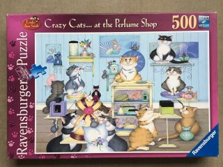 Ravensburger Crazy Cats At The Perfume Shop 500 Piece Jigsaw Puzzle Complete