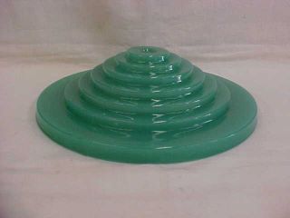 Antique vtg art deco jadeite jade green glass lamp? ashtray stand? globe? base 3