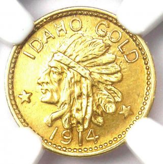 1914 Idaho Gold Dollar Coin G$1 - Certified Ngc Ms63 (choice Bu Unc) - Rare