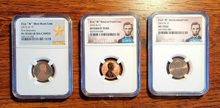 3 Coin Set 2019 W Lincoln Cent Ngc Pf70rd,  Rp70rd And Ms70rd