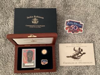 1997 - W Jackie Robinson 50th Anniversary Legacy Set $5 Gold Coin/card/patchpin 41