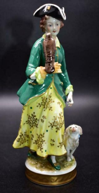 Antique Aelteste Volkstedt German Porcelain Figure / Figurine - Huntress