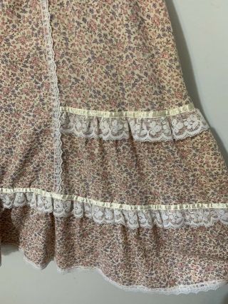 Vtg 80s Jessica ' s Gunne Sax Skirt Tiny Floral Calico Lace Prairie Pockets Midi 3