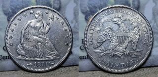 1873 S With Arrows Seated Liberty Half Dollar 50c Au Old Light Cleaning Scarce