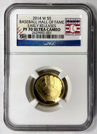 2014 W $5 Gold Coin Baseball Hall Of Fame Early Releases Ngc Pf70 Ultra Cameo