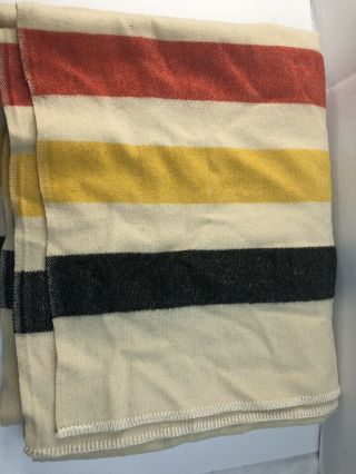 Vintage Orrlaskan 100 Thick Wool 3 Color Stripe 84 " X 72 " Camp Blanket Usa