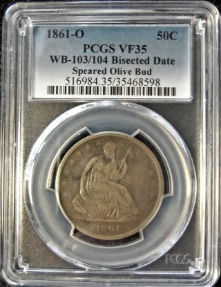 1861 - O Pcgs 50c Half Dollar Wb - 103/104 (w - 14) Vf 35 Confederate Csa