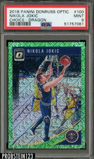 2018 - 19 Optic Choice Basketball Nikola Jokic Nuggets 100 Green Dragon Psa 9
