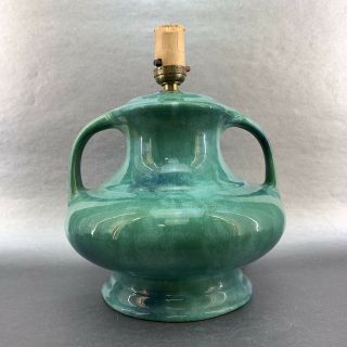 Antique Mission Arts & Crafts Green Pottery Table Lamp Light Usa Vintage Accent