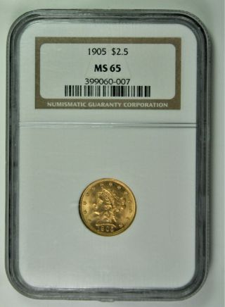 1905 $2.  50 Liberty Head Gold Coin Ms65