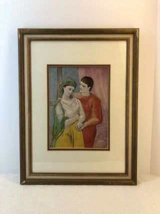 Vintage Framed Pablo Picasso Print The Lovers National Gallery Of Art 11 X 14