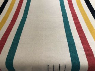 Vintage Hudson Bay 4 Point Stripe Wool Blanket 81 X 69