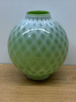 Vintage Antique Glass Ball Globe Shade Chimney - Fitter 2.  25 " Green Opalescent