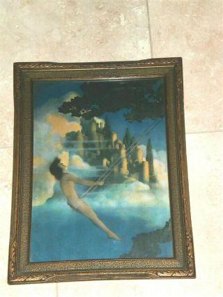 Antique Maxfield Parrish Dinky Bird Print Signed Framed As Found
