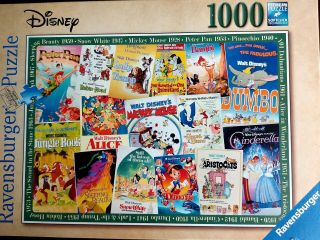 Ravensburger,  Disney,  Vintage Movie Posters,  Jigsaw Puzzle,  1000 Piece,  Complete