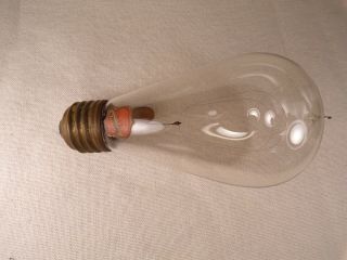 Rare Antique Light Bulb Banner Gem Label Tipped Bulb Electric