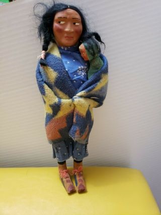 Vintage Skookum Native American Indian Doll With Papoose 12 Inches