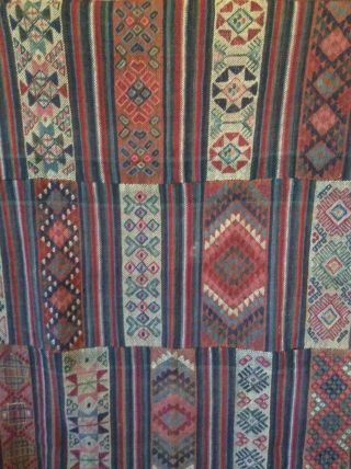 Vintage Oriental Nepal Himalayan Tribal Handwoven Wool Fabric Textile Tapestry