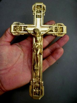 Antique Cross Crucifix Bronze 8 3/4 Inches