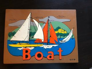 Vintage Collectible Sifo Sail Boat Wooden Children’s Jigsaw Puzzle 1950s 1 Owner